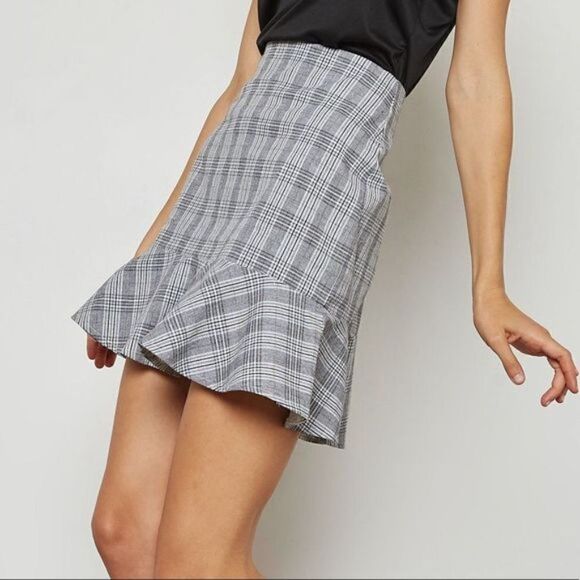 Parisian Check Drop Frill Hem Mini Skirt - Picture 1 of 7